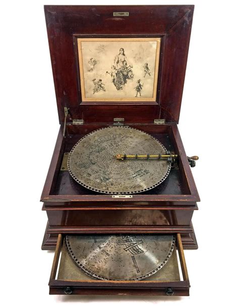 music box plays metal discs|antique metal music boxes.